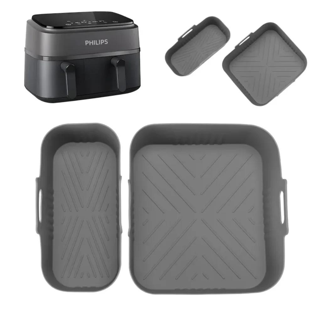 Rectangle Air Fryer Silicone Liner 3L/6L Big Small Double Basket for Philips NA350 Airfryer Accessories Silicone Basket Mold