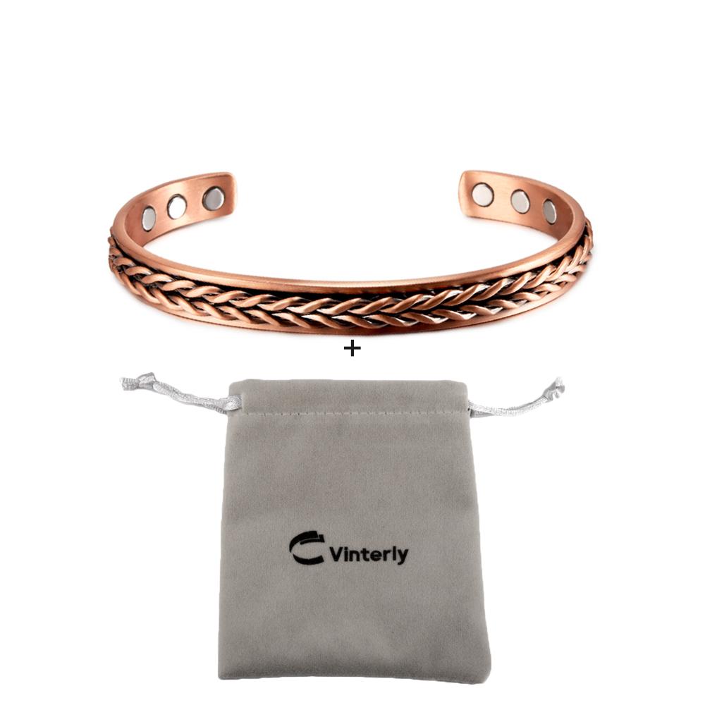 Verdrehte reine Kupferarmbänder Zopf Gesundheit Energie Magnetische Armreifen Vorteile Herren Verstellbares Armband Schmuck Arthritis Schmerzlinderung