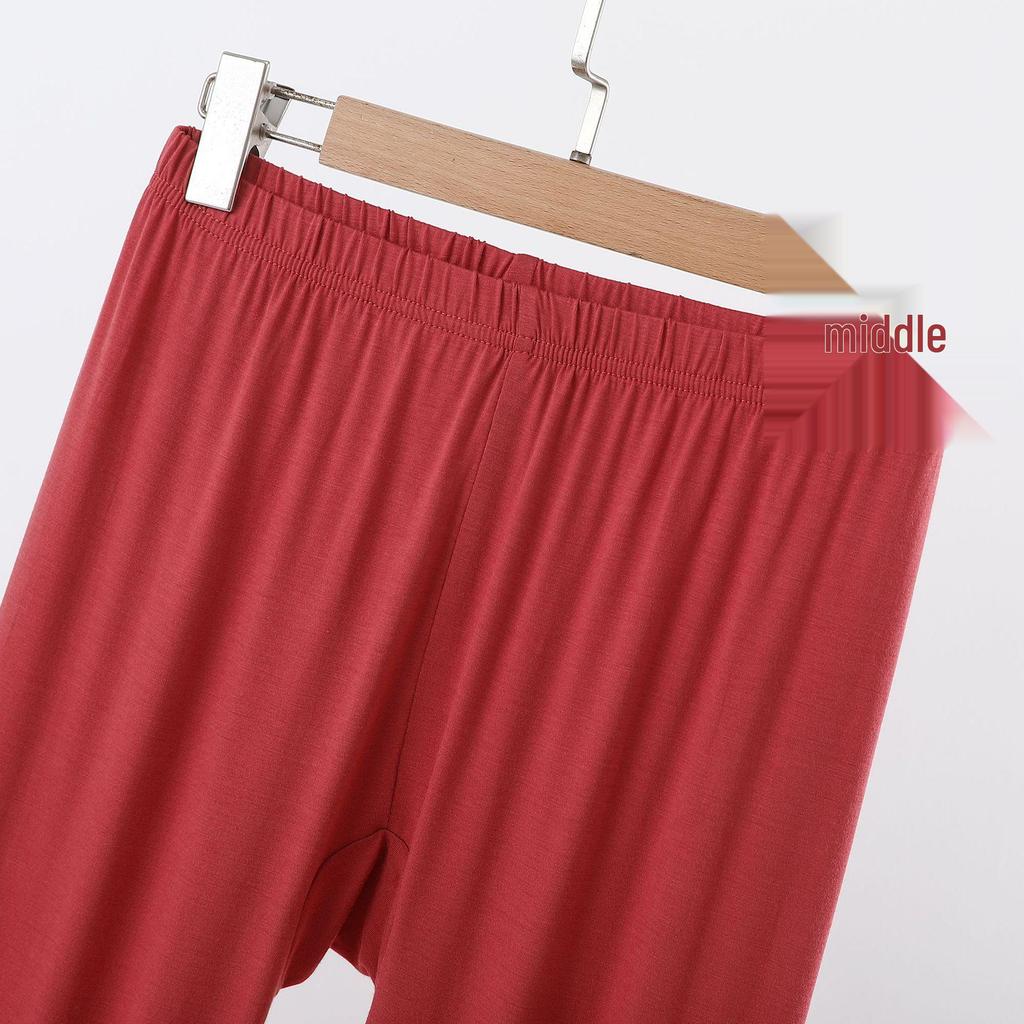 Damen Plus Size Schlankmachende High-Waist Modal Leggings - Dünne Neun-Punkt-Hose für Frühling und Herbst