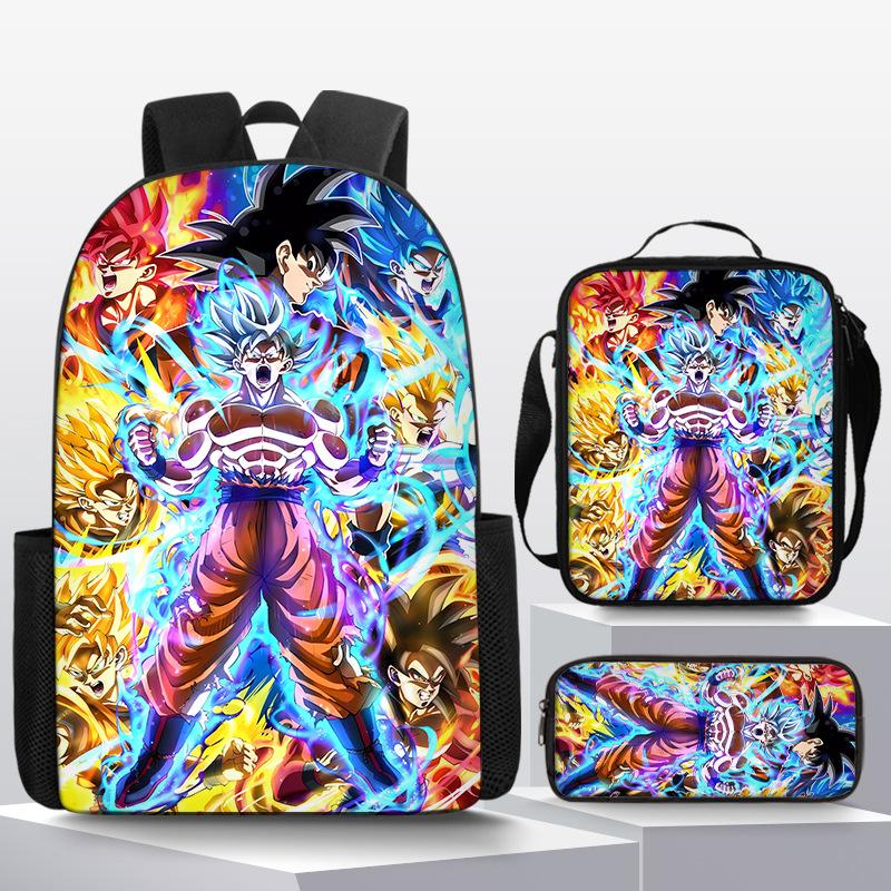 New animation cartoon dragon ball backpack, primary and secondary school schoolbag, satchel, shoulder bag, pencil case three-piece set