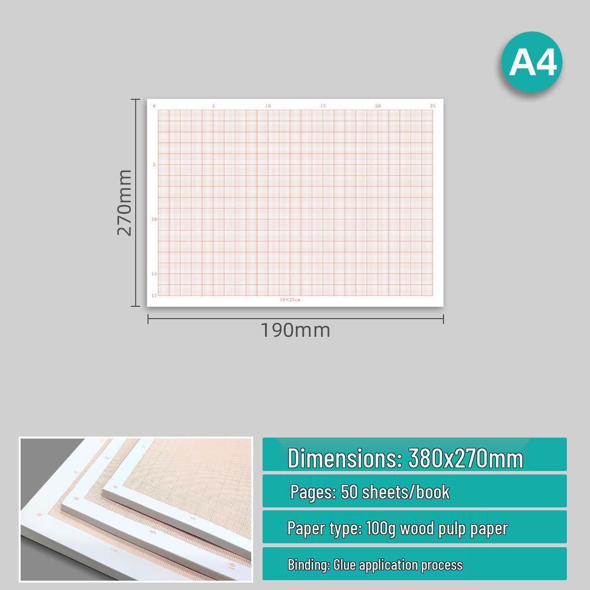 Thickened Square Grid Engineering Drawing Paper – A4/A3/A2 Coordinate Pattern Paper 50 sheets