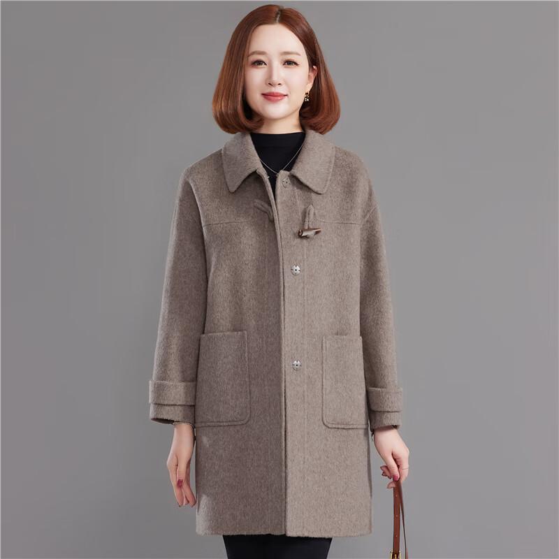 

FENGXUN Женское двустороннее пальто-дафлкот в британском стиле из 100% шерсти L