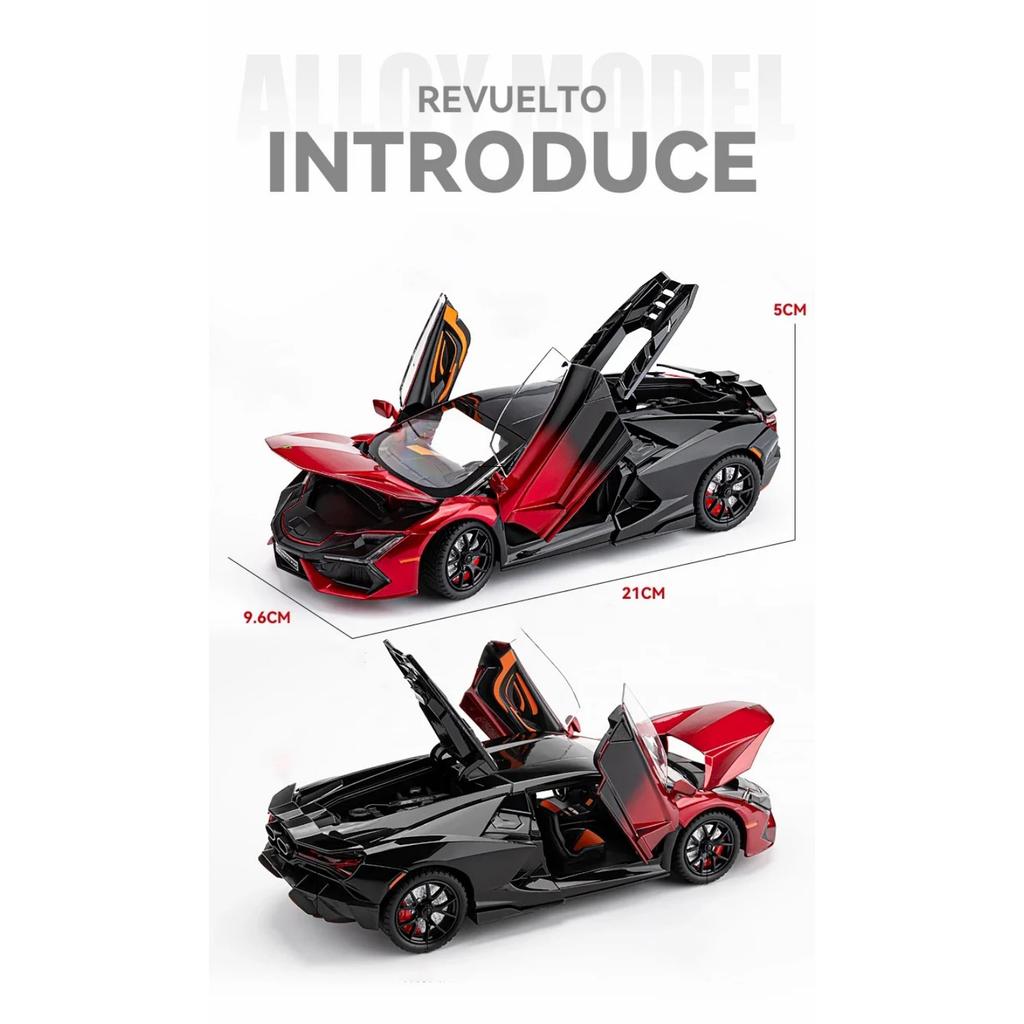 Lamborghini Revuelto Miniaturauto im Maßstab 1:24 aus Metallguss mit Sound und Lichteffekten – ein tolles Sammlerstück für Kinder!