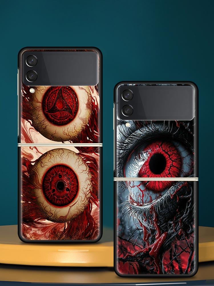 Spooky Scary Red Eye Hard PC Phone Case For Samsung Galaxy Z Flip 7 6 5 4 Black Cover For Galaxy Z Flip 3 Foldable Shell Fundas