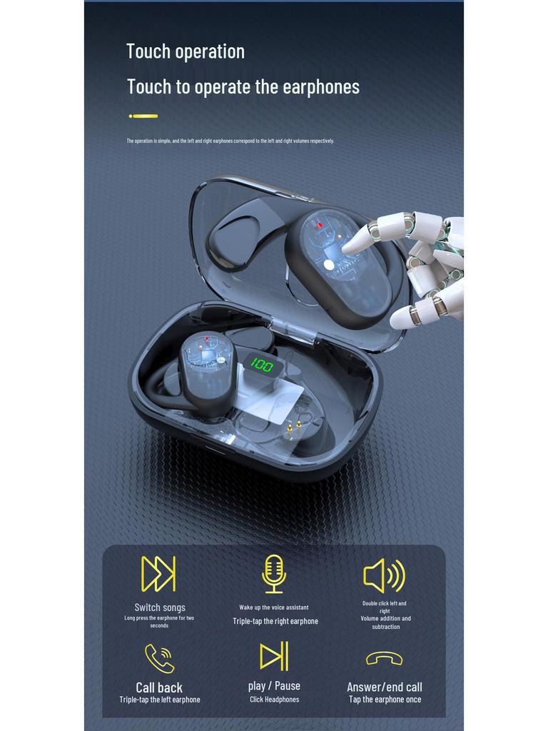 OWS High-End Bone Conduction Bluetooth Headset with Digital Display