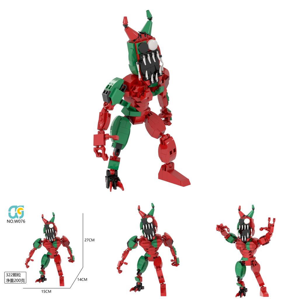 Red Green Monster Assembly Building Block For Kids Diy Creative Toy Gift For Children