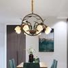Scandinavian style Chandelier Nordic room apartment decoration pendant light floral wedding green leaf flower glass LED light