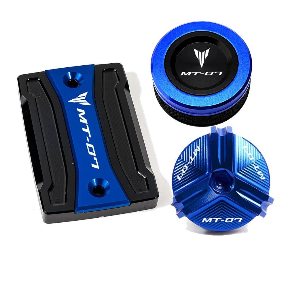 For Yamaha MT07 TRACER MT-07 2014-2022   Motorcycle Cylinder Cover Front Rear Brake Fluid Reservoir Cap Oil Filler Cap