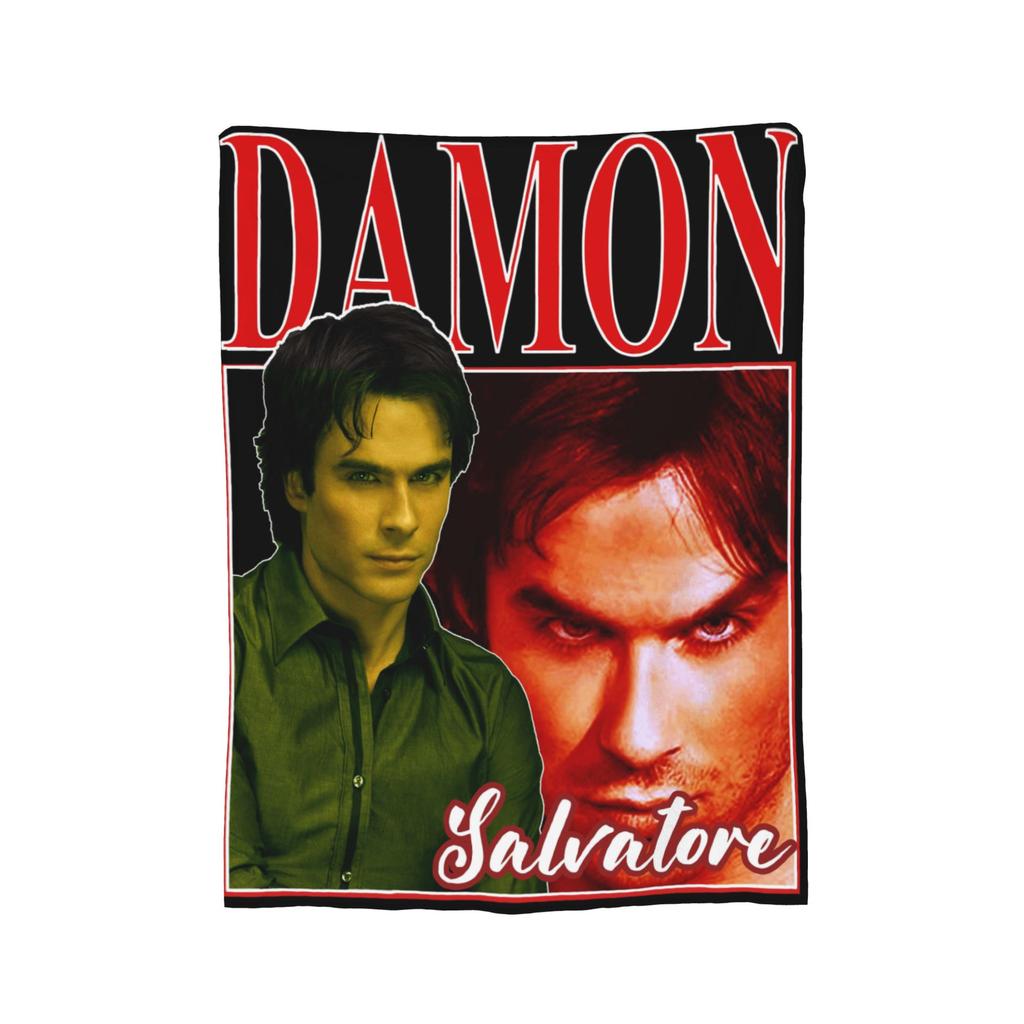 Damon Salvatore Vampire Diares Blankets Flannel Textile Decor  Multi-function Warm Throw Blanket for Bed Travel Plush Thin Quilt