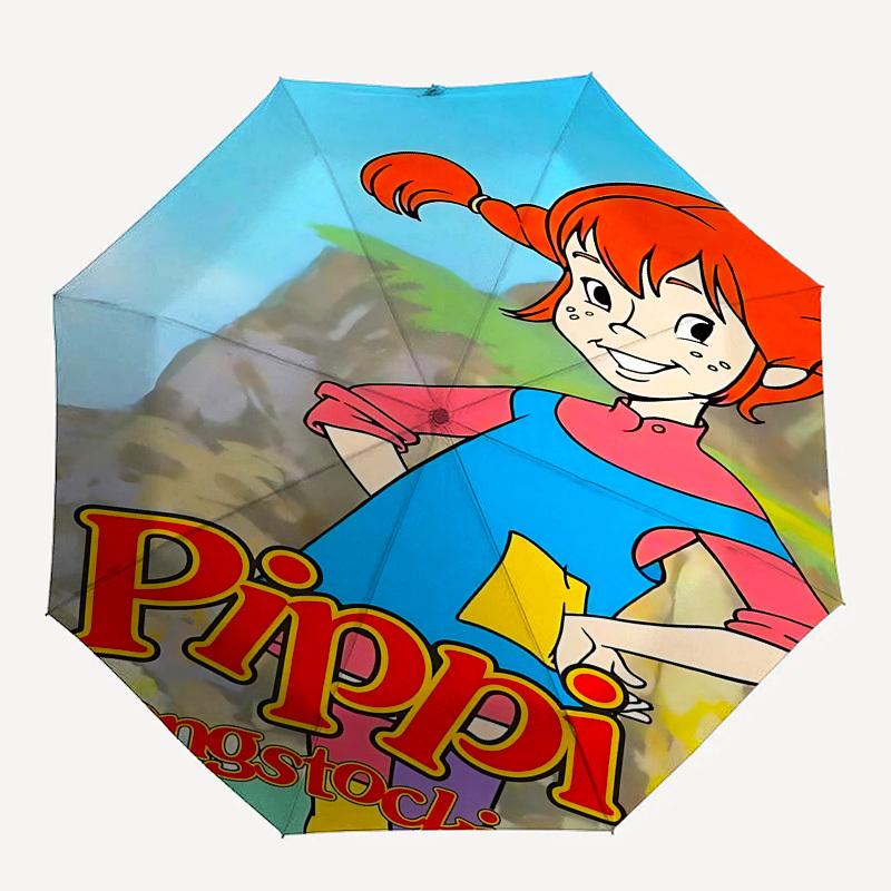 Pippi, LongstockingThemed Automatic Opening and Closing umbrella 8 Ribs, Suitable for Leisure and Going Out, Outdoor Accessory, Gothic Sty