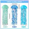 Set of 6 Ocean Theme Jellyfish Paper Hangings Colorful Hanging Decoration for Birthday Parties and Baby Showers