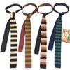 Teens Knit Necktie Women British Style Striped Necktie Uniform Self Tie Necktie