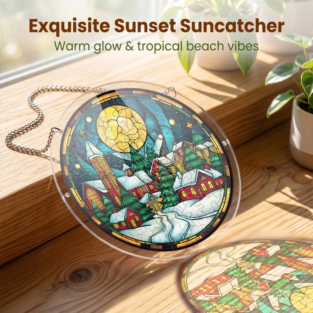 Acrylic Puzzle Suncatcher for Christmas - Hanging Window Decoration, Holiday Suncatcher Ornament