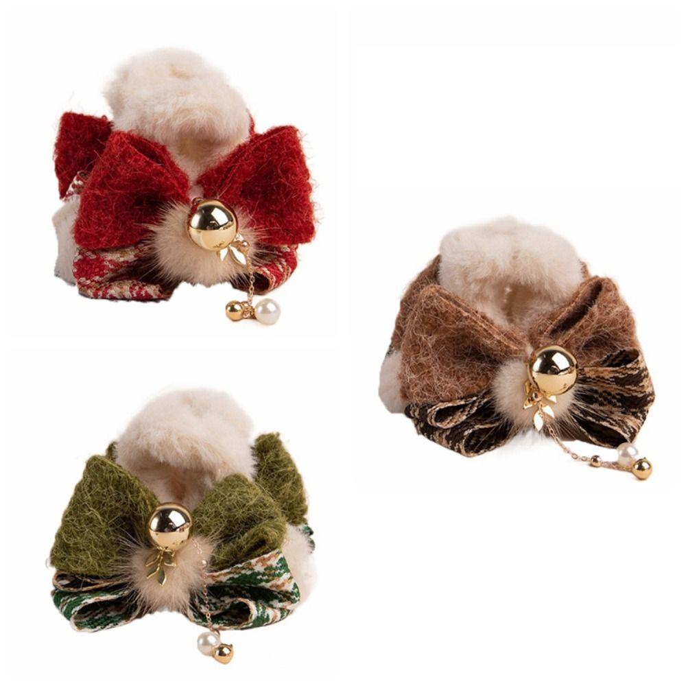 Bow Christmas Hair Claw Ball Christmas Shark Clip Cute Winter Plush Claw Clip  Girl