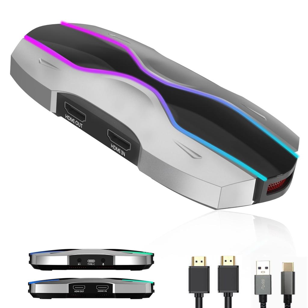 Carte de capture compatible avec Nintendo Switch, passthrough 4K, 60FPS, 1080P, USB 3.2, capture vidéo, VRR, HDR10, faible latence, microphone/casque