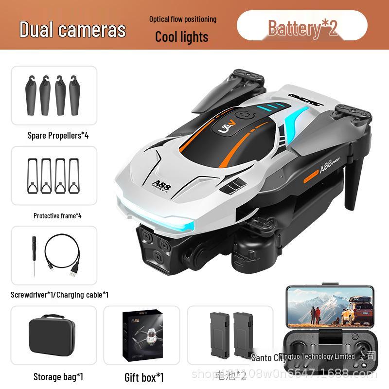 A88 Drone with 8K HD Triple Cameras, Remote Control, Optical Flow, and D Stream Colorful Lights
