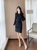 Hepburn Style High-End Lurex Knit Dress: Autumn/Winter Long Sleeve, High Waist A-line