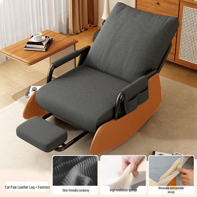 Nordic Rocking Recliner: Comfortable Single Lounge Chair for Living Room, Bedroom, Patio, or Balcony.