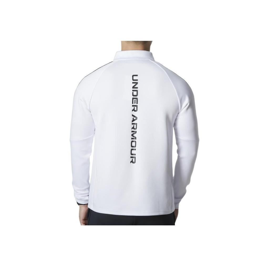 Under Armour Printed Logo Stand Collar Half-Zip Training Long-Sleeve Sweatshirt Men Tops White 22600301-100