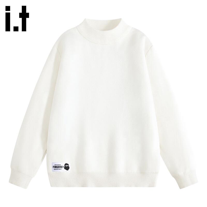 Fingercroxxit Unisex Solid Mock Neck Thickened Sweater