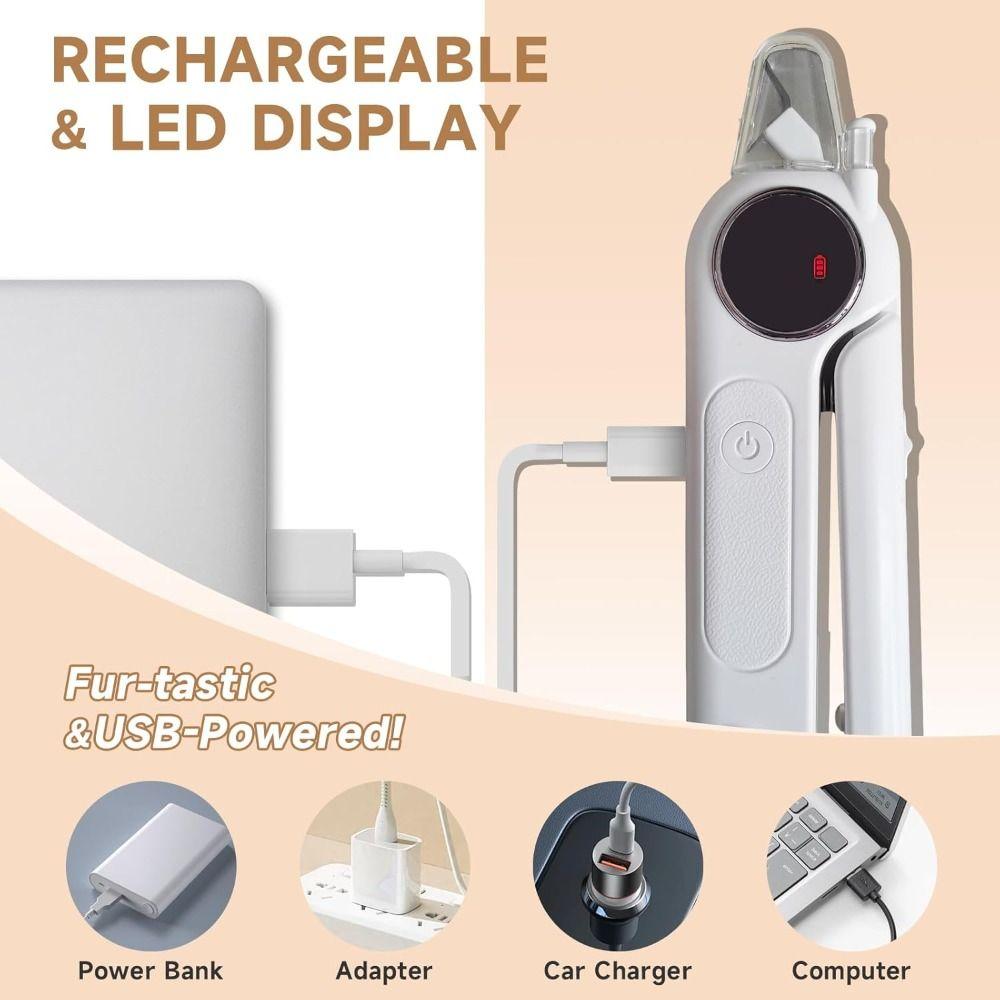 2-in-1 Dog Cat Nail Grinder LED Light Ultra Quiet Pet Nail Clipper with Splash Guard Electric Dog Cat Claw Care File