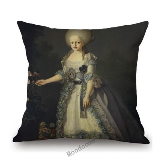 Royal Court Portrait Oil Painting Duchess Princess Ladyship Home Decoration Art Sofa Cotton Linen Throw Pillow Cushion Cover