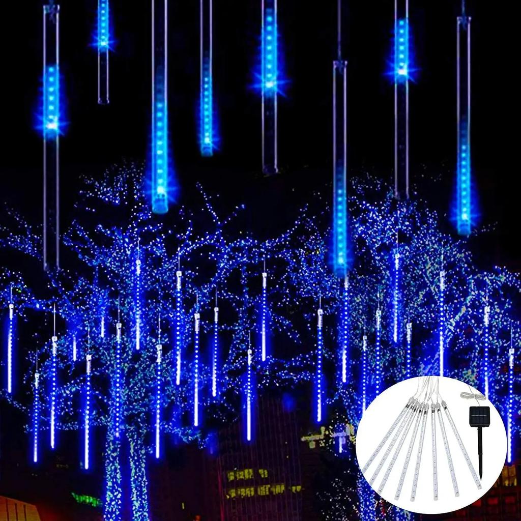 Solare Meteoritenlichter für den Außenbereich, 10 Röhren, wasserdichte LED-Fallregen-Lichterkette für Weihnachten, Halloween, Feenlichter