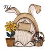 Miniature Mushroom Wood Crafts Wooden Fairy Door Decor, 2D Gnome Elf Ornament, Bunny Hand Fantasy Storybook Style Props Painted Craft,