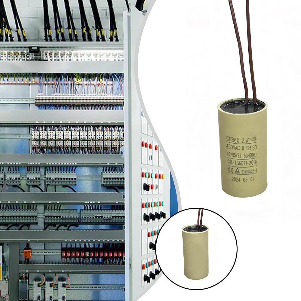 2uF Capacitor CBB60 for Circulating Water Pumps and Hanging Fireplace Motors Compatible with Single Phase 50Hz and 60Hz Systems