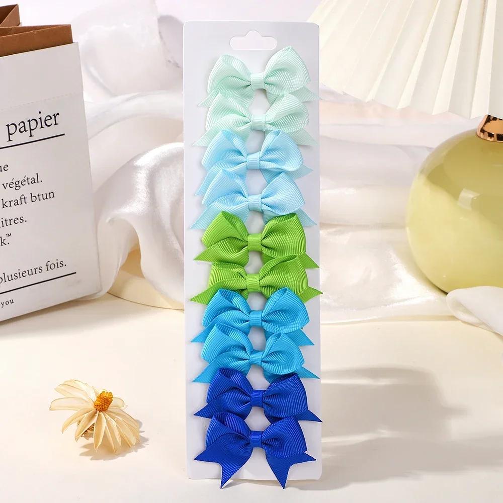 BABY BOWS 10Pcs/set Solid BB Hair Clips for Girls Ribbon Bowknots Boutique Barrettes Hairpins Headwear Kids Hair Accessories
