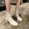 Fashion 2024 Winter Mid-well Boots Women's British Style Heightening Thin and Thin Leather Surface Temperament Professional Short Boots