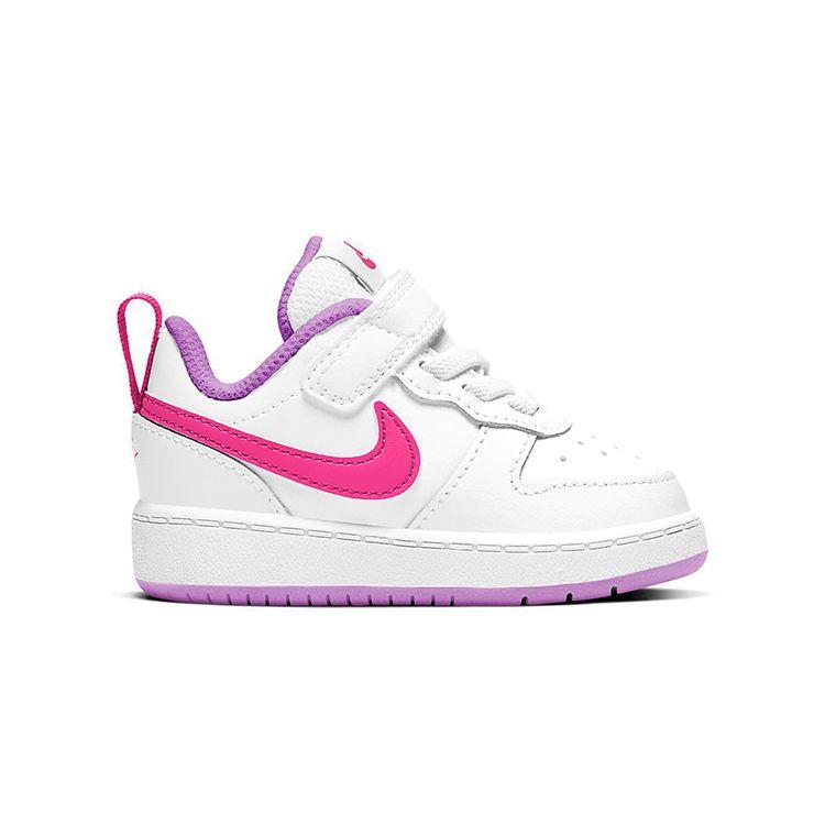 Nike Court Borough 2 Comfortable Lightweight Slip-Resistant Shock-Absorbing Durable Low-Top Walking Shoes Baby Shoes White Pink Purple BQ5453-111