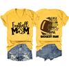 Summer new Vneck Tshirt Football Mom print loose casual shortsleeved top ladies all fashion pullover