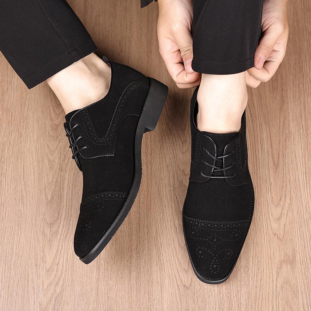 Vintage Fashionable Men's Shoes Casual Shoes Suede Laces Three-Strap Leather Shoes Men's Large Size Business Shoes Large Size Comfortable Shoes