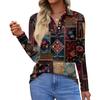 Women's Fashion Casual Lapel Short Long Sleeve Print Shirt Women's Button Up Tops