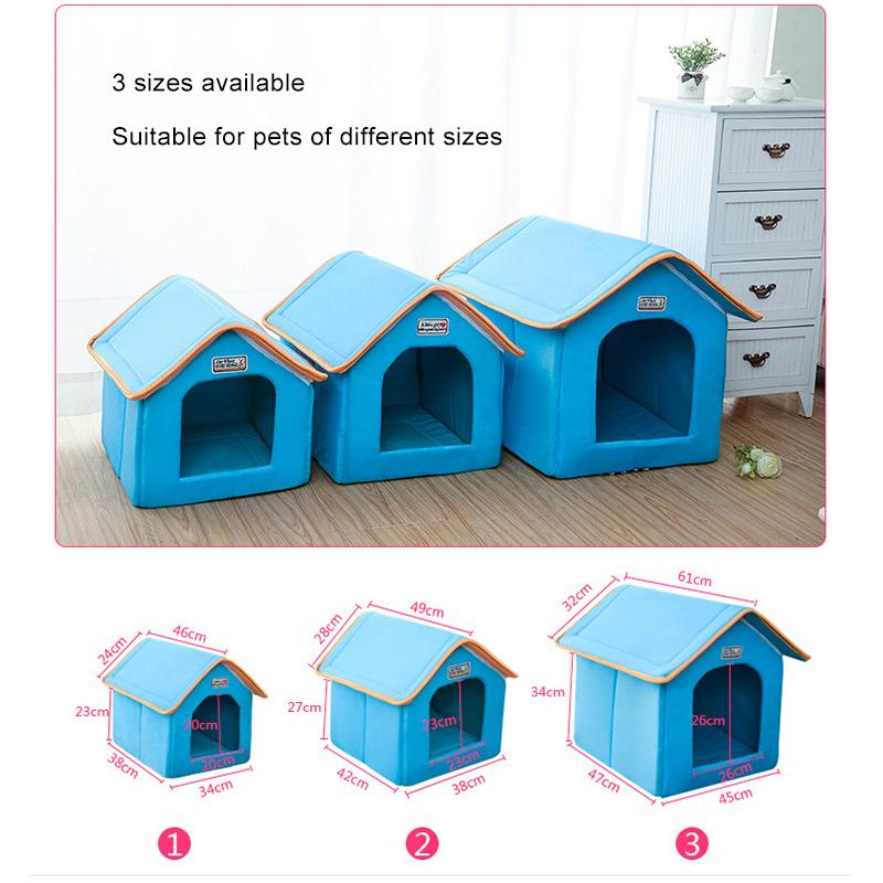 Winter Hundehütte Faltbares Bett Mit Weicher Leopardenmatte Warmer Haustierstall Für Kleine Mittlere Hunde Katzen