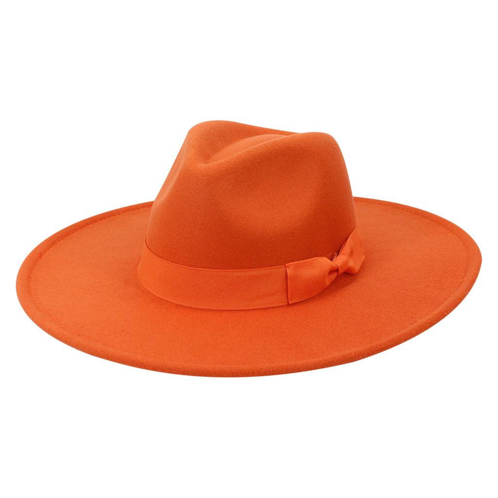 Unisex Fashion Wide Wool Belt Flat Top Fedora Hat Party Church Hats Cap