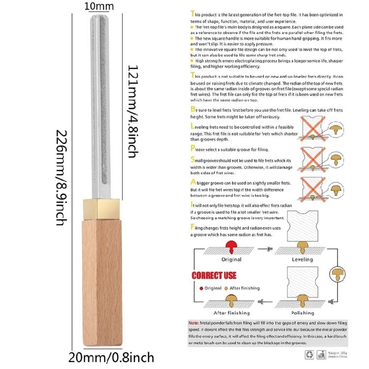 Guitar Fret Crowning Edge File with 3 Crowning Grooves & 1 Full Flat Grit Side Professional Luthier Repair Tool