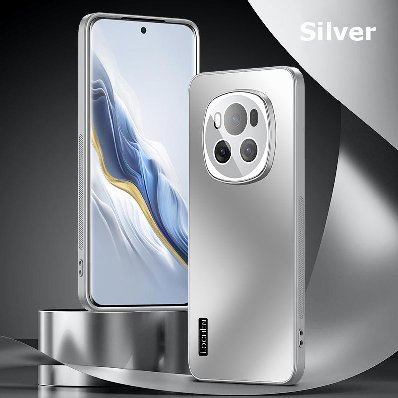 

Для Honor Magic6 Magic 6 Pro Dazzle Plating PC Shell Camera Full Cover With Lens Film Super Anti drop Силікагелевий край протиковзкий протектор футляра Magic6 Pro срібний