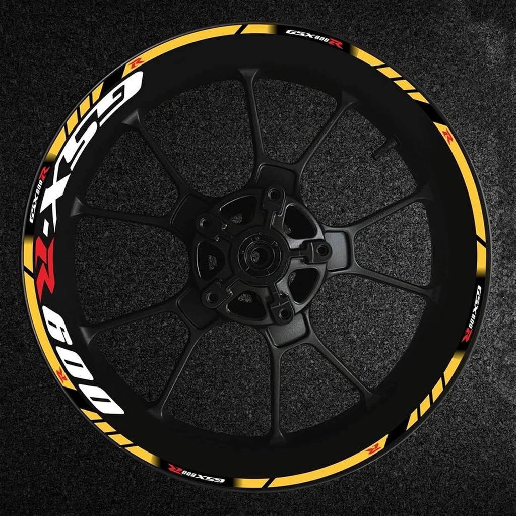Stripe Stickers Motorcycle Wheel Hub Rim Decal Reflective Sticker for Suzuki GSXR600 Gsxr/600/R/600R Gsx-r 600 R600 (Color : L)