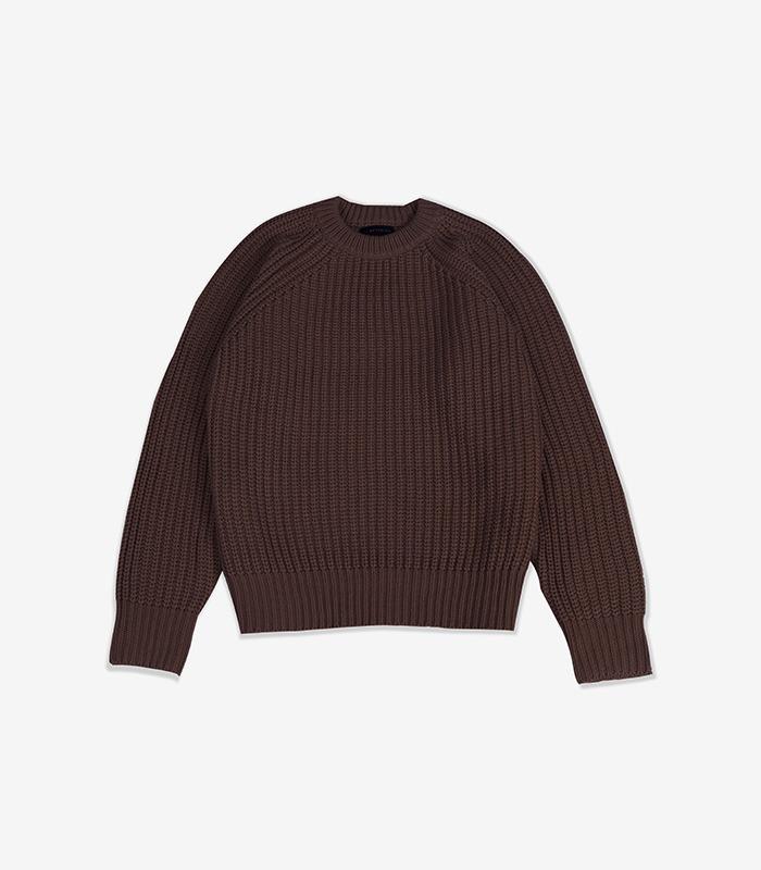 Maverick Pullover Fisherman Knit Brown L