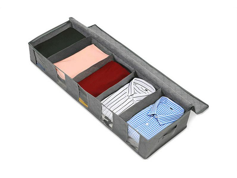 Foldable Under-Bed Storage Box: Dustproof, Transparent, Divided Clothes Organizer