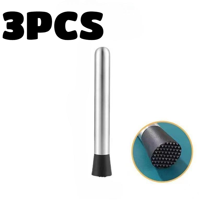 3PC Stainless Steel Crushed Ice Hammer Multifunctional Popsicle Sticks Cocktail Swizzle Stick Fruit Lemon Muddle Pestle Bar Tool