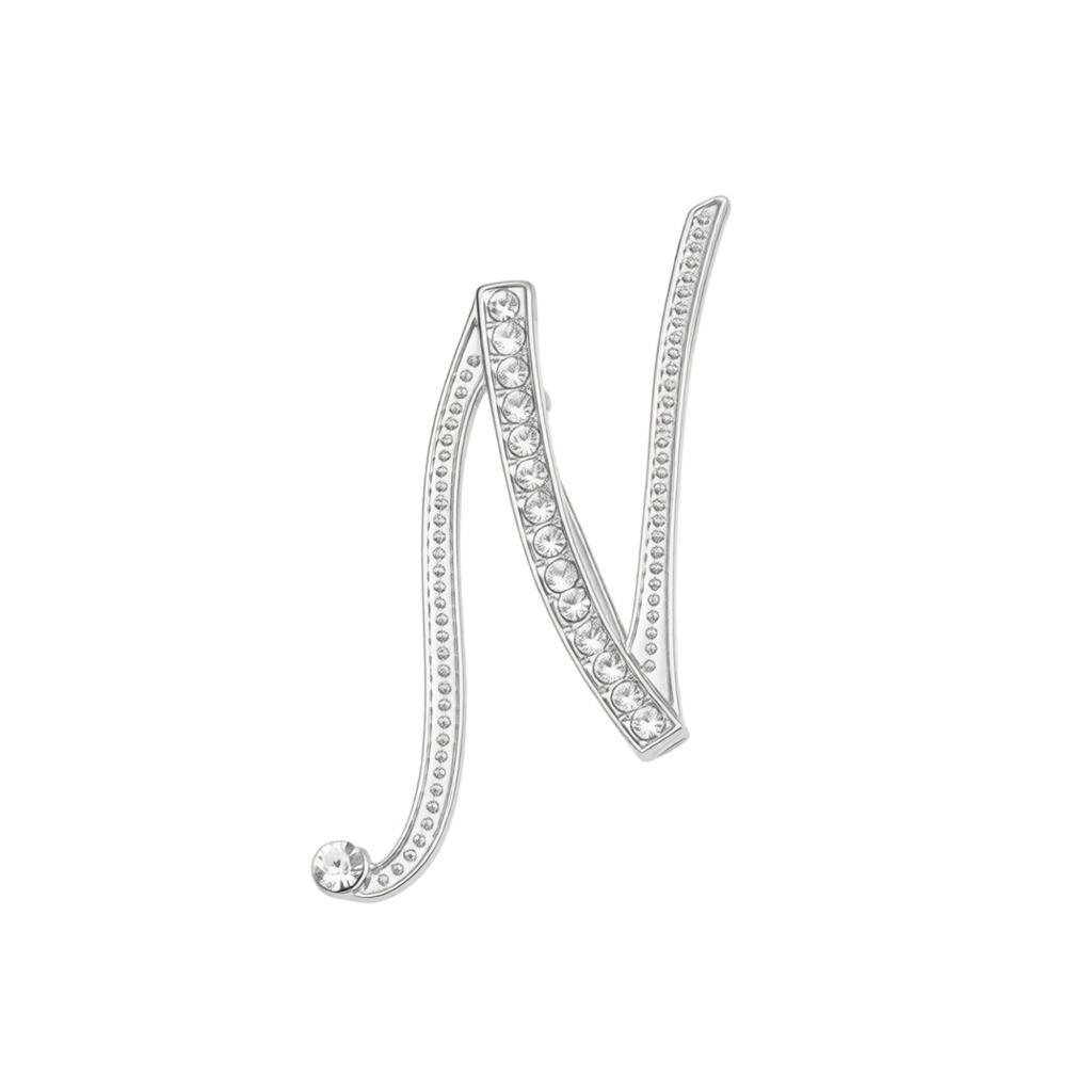 Alloy Letter Brooch with Embedded Crystals Elegant Alphabet Pin Suitable for Formal and Casual Wear Stylish Metal Letter Accessory