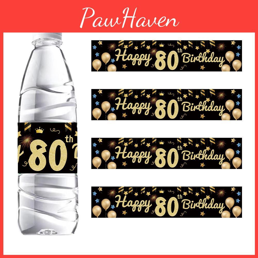 Geburtstagsparty Flaschenaufkleber Set mit Schwarz-Gold-Thema für Altersfeiern im Europa-Stil