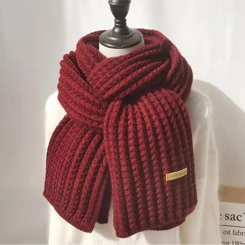 

Winter Scarf Women Mens Thick Cable Knit Wrap Chunky Long Warm Scarf for Travel Office Warm Cashmere Scarves Neckercheif червоний