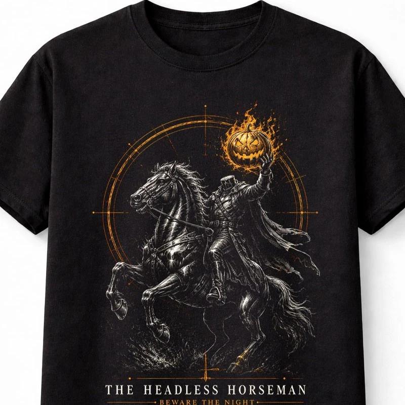 Headless HorseUnisex Halloween Horror Pumpkin Rider Unisex TShirt S