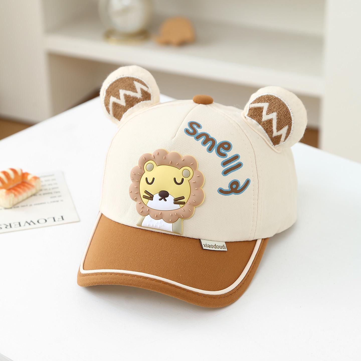 Cartoon Leeuwenwel Kinder Baseballpet Met Driedimensionale Oren, Zomer en Lente Buiten Zonbescherming Muts One Size white