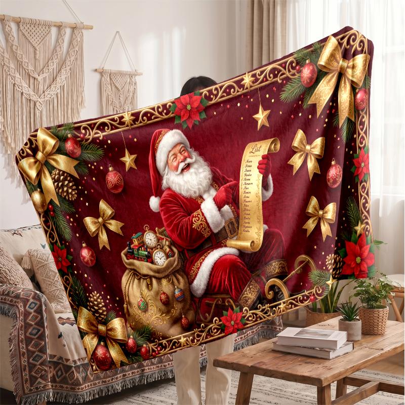 Christmas Flannel Throw Blanket Soft Warm Cozy For Sofa Bed Indoor Home Use Great Holiday Gift