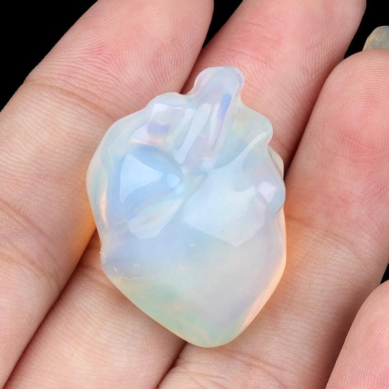 1pc Mini Heart Model Statue Natural Stone Amethyst Opal Tiger Eye Love Christmas Decor